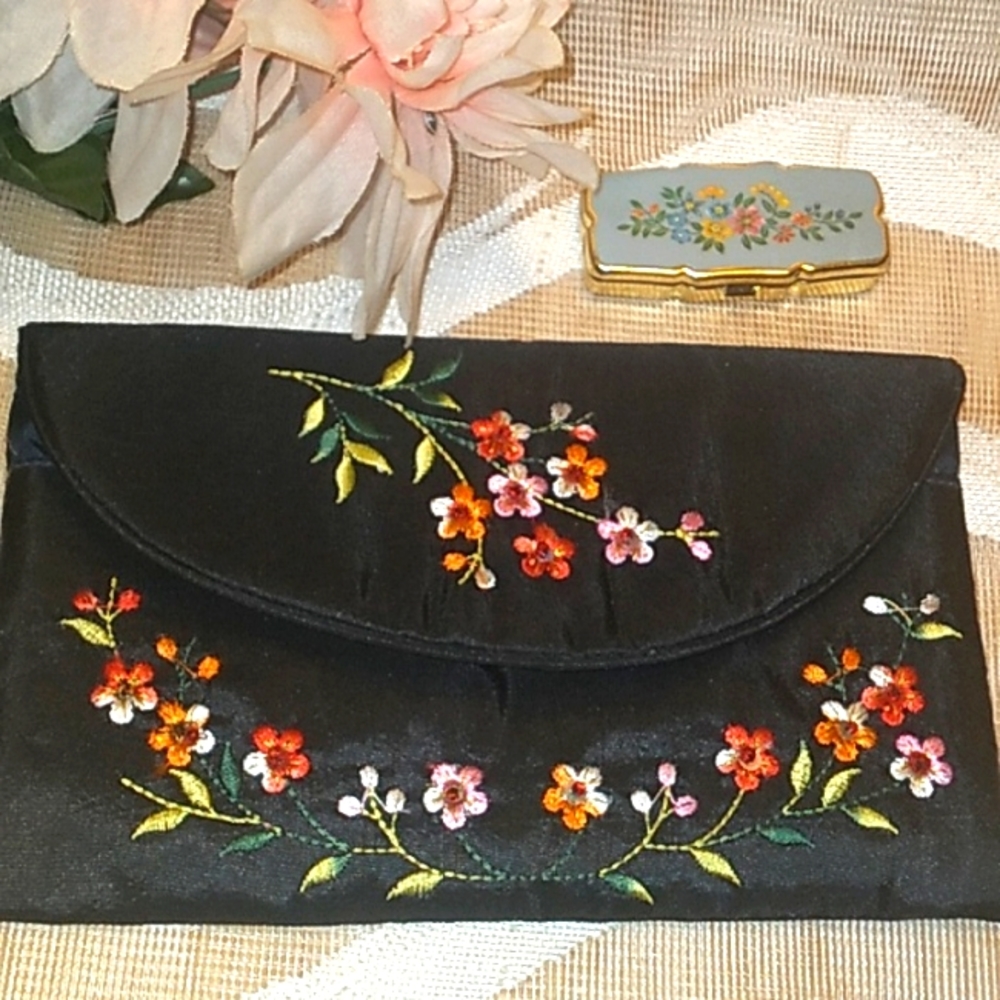Satin Embroidered Cutch/ Purse & Cute Pill Box